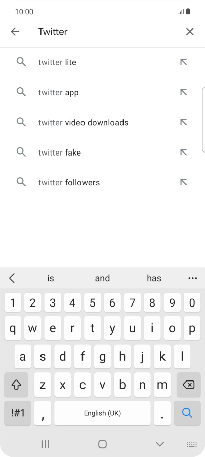 Key in Twitter and press the search icon.