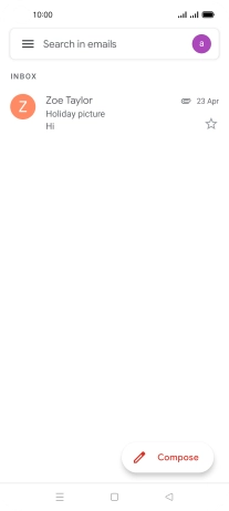 Press the email account icon.