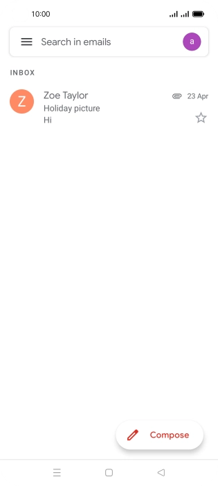 Press the email account icon.