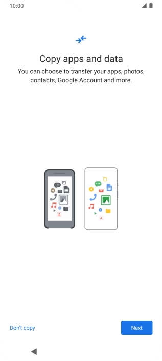 When this screen is displayed, your phone is ready to restore content from a Google One backup.