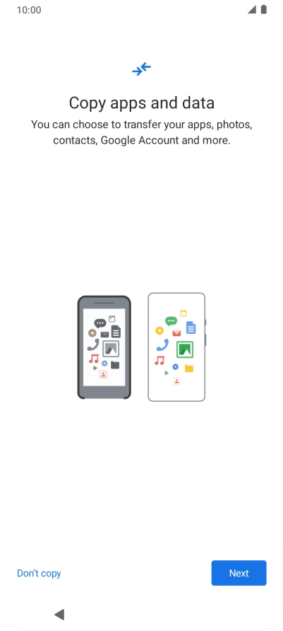 When this screen is displayed, your phone is ready to restore content from a Google One backup.