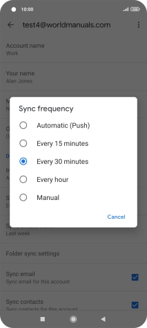 Press the required setting.