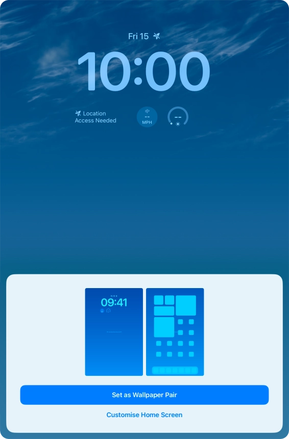 To use the same colour theme on the home screen, press Set as Wallpaper Pair.