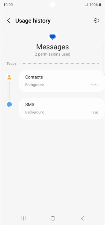 The app activity for the selected app is displayed.