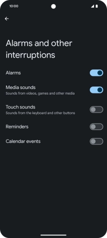 Press the required settings to turn sound and vibration for the selected functions on or off.