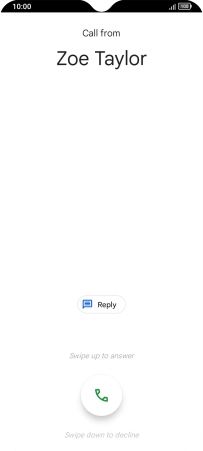 Press and drag the accept call icon upwards.