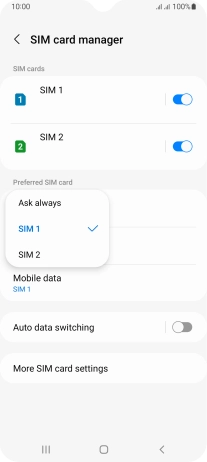 Press the required SIM.