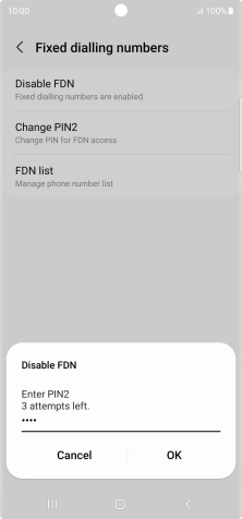 Key in your PIN2 and press OK. The default PIN2 is 1111.