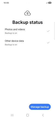 Press Manage backup.