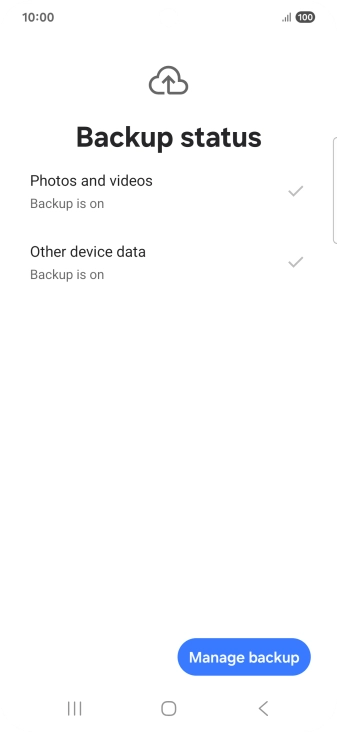 Press Manage backup.