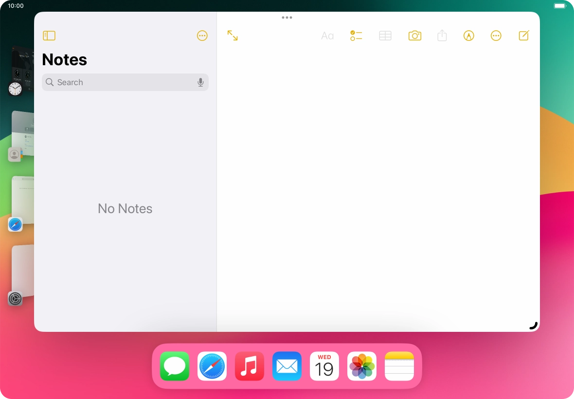 To open a non-visible running application, press the menu icon.