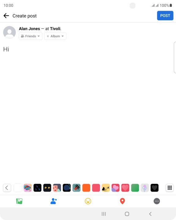 Write the required text and press POST.