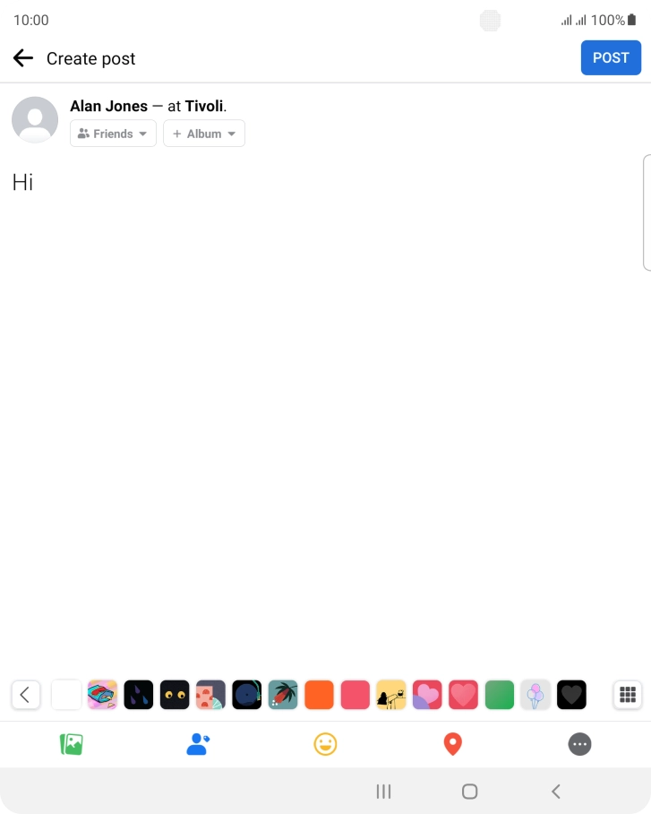 Write the required text and press POST.