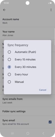 Press the required setting.