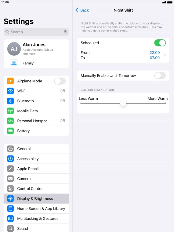 Press the indicator next to 