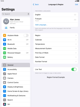 To subsequently select another language as the default language, press the move icon next to the required language and drag it to the top of the list.