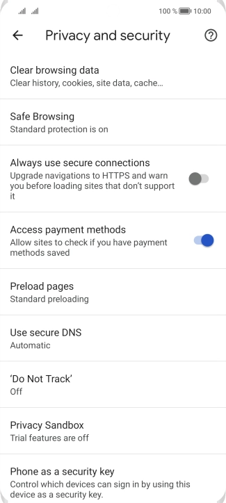 Press Clear browsing data.