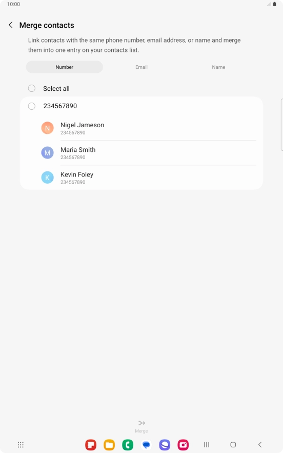 Press the field next to the required number. Press the field next to the required number.