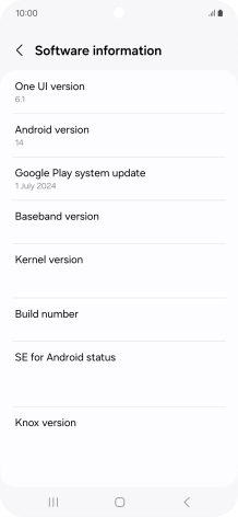 Your phone's software version is displayed below Android version.