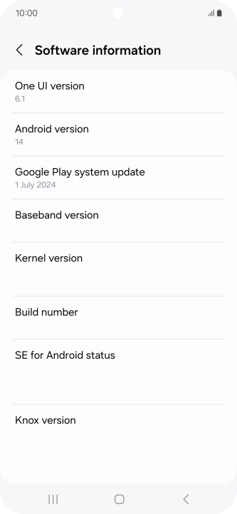 Your phone's software version is displayed below Android version.