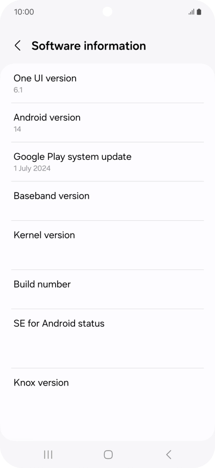 Your phone's software version is displayed below Android version.