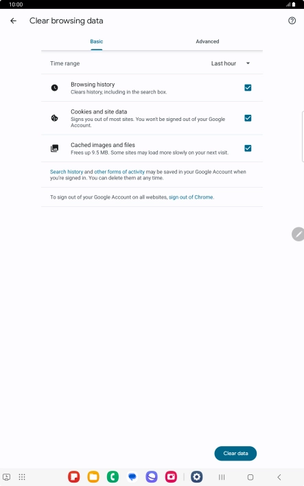 Press the fields next to the required data types.