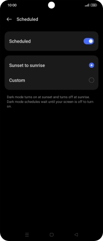Press the required setting. Press the required setting.