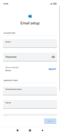 Press Password and key in the password for your email account.