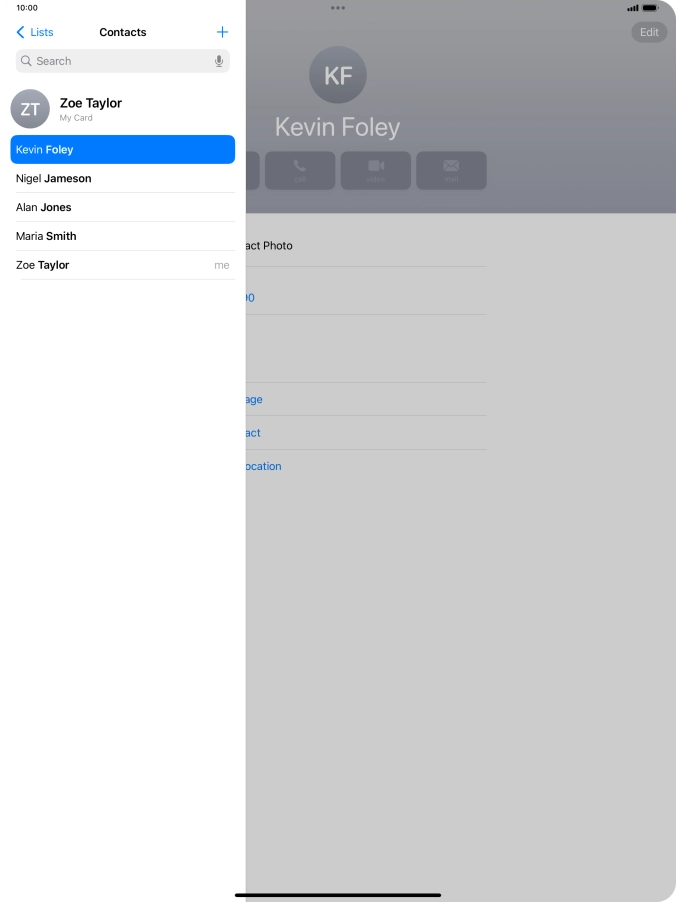Press the required contact.
