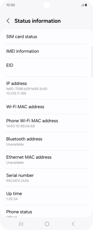 Your phone's EID number is displayed below EID.