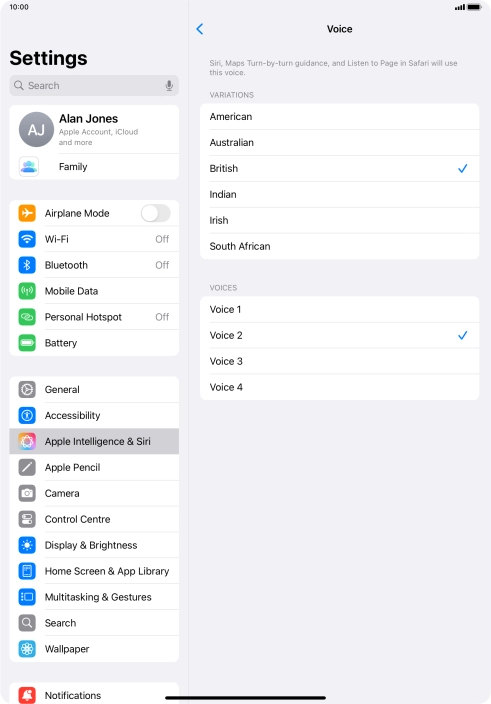 Press the required accent.