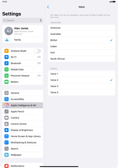 Press the required accent.