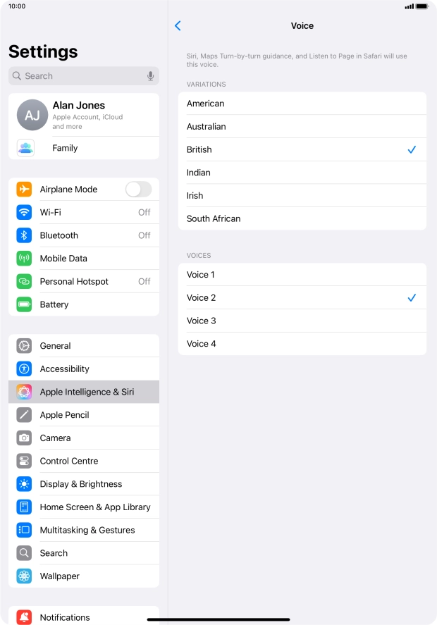 Press the required accent.