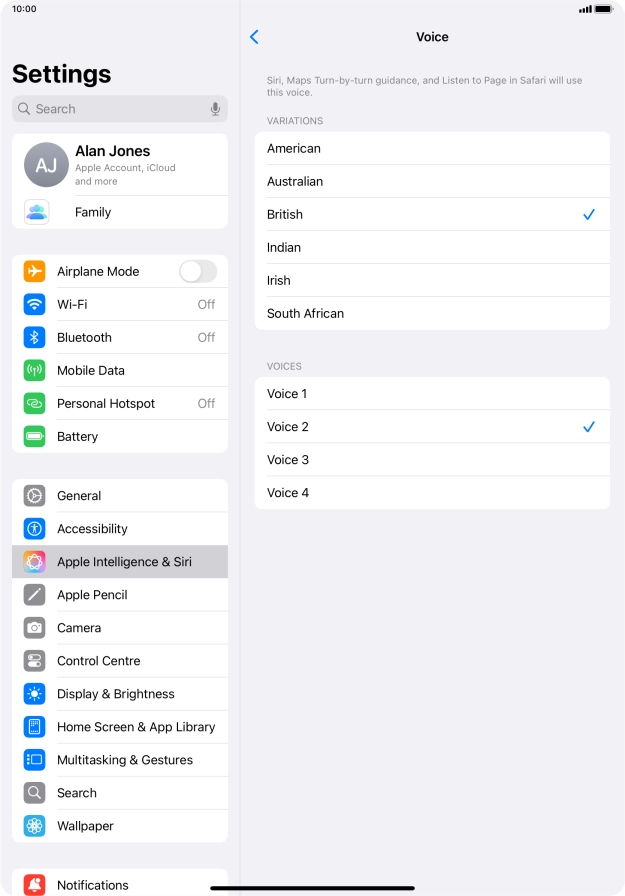 Press the required accent.