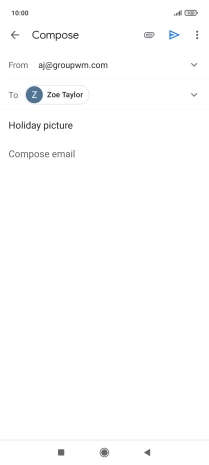 Press the text input field and write the text for your email message.