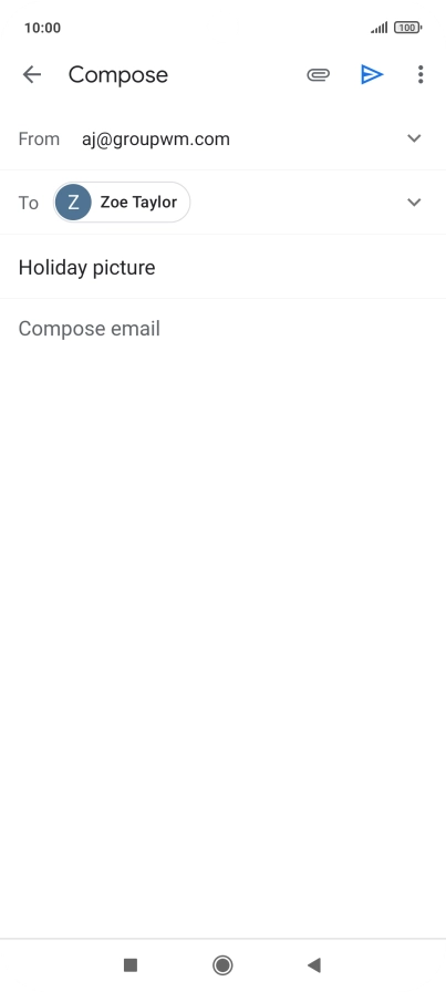Press the text input field and write the text for your email message.