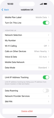 Press Delete eSIM and follow the instructions on the screen to delete your eSIM.