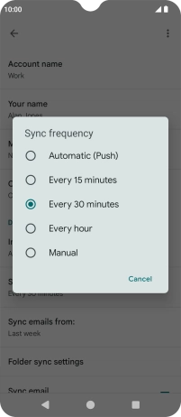 Press the required setting.