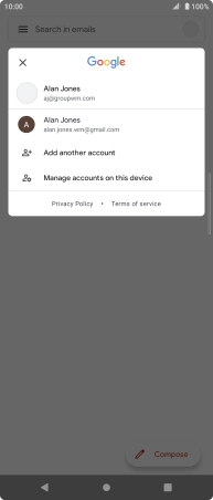 Press the required account.