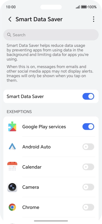 Press the indicators next to the required apps to turn the function on or off.