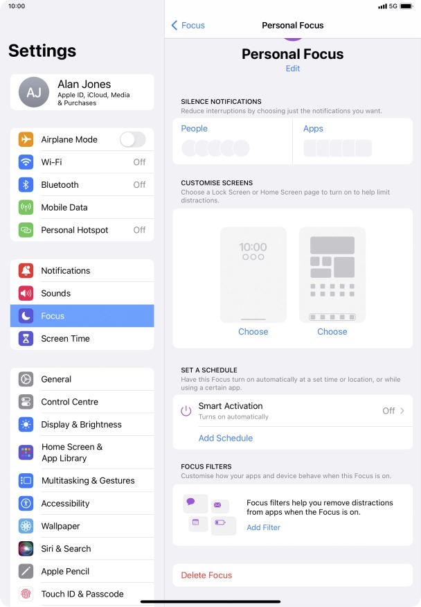 Press People and follow the instructions on the screen to select which contacts you would like to receive calls and notifications from when the selected focus mode is active.