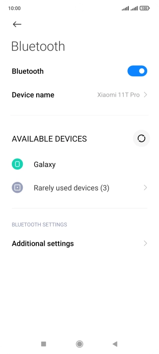 Press the required Bluetooth device and follow the instructions on the screen to pair the device with your phone.