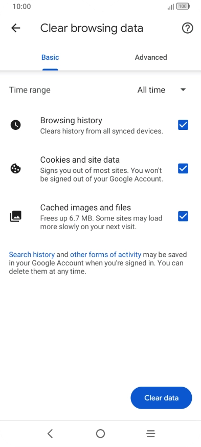 Press the fields next to the required data types. Press the fields next to the required data types.