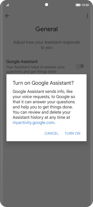 If you turn on the function, press TURN ON.