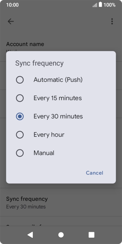 Press the required setting.