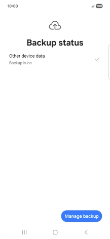 Press Manage backup.