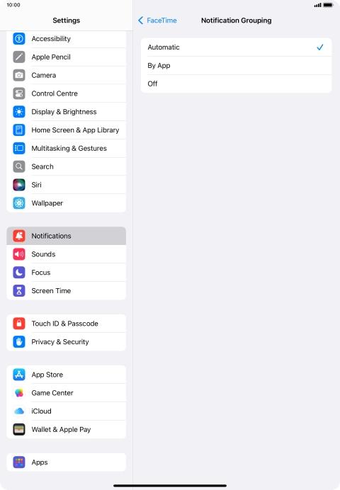 Press the required setting. Press the required setting.