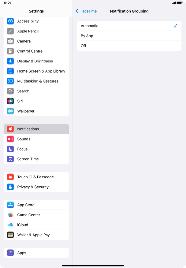 Press the required setting. Press the required setting.