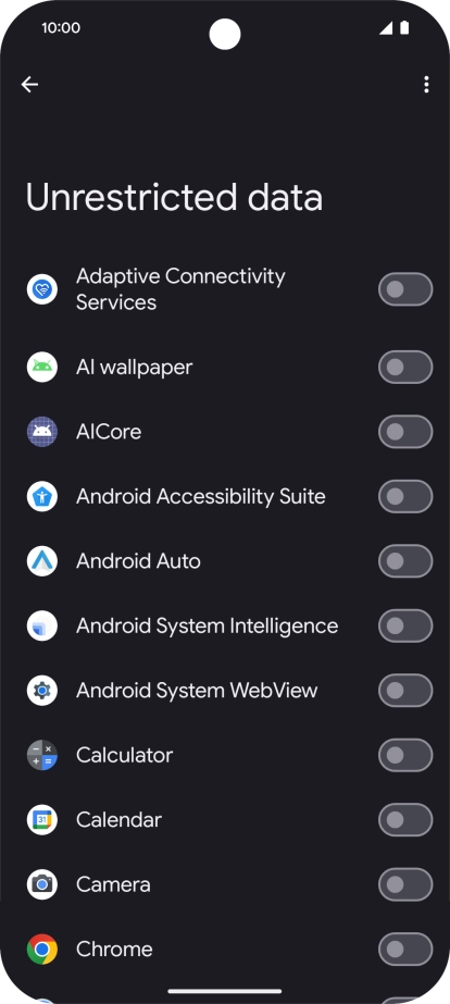 Press the indicators next to the required apps to turn the function on or off. Press the indicators next to the required apps to turn the function on or off.