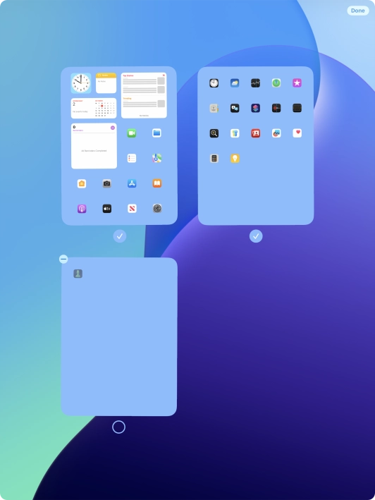 Press the delete icon next to the required home screen page.
